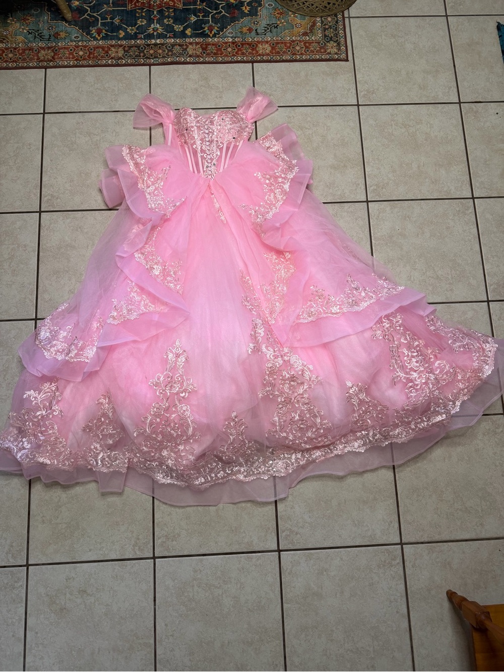 Pink Princess Ball Gown Quince Prom Cosplay Corset Dress Size 6 NWOT - Picture 8 of 16